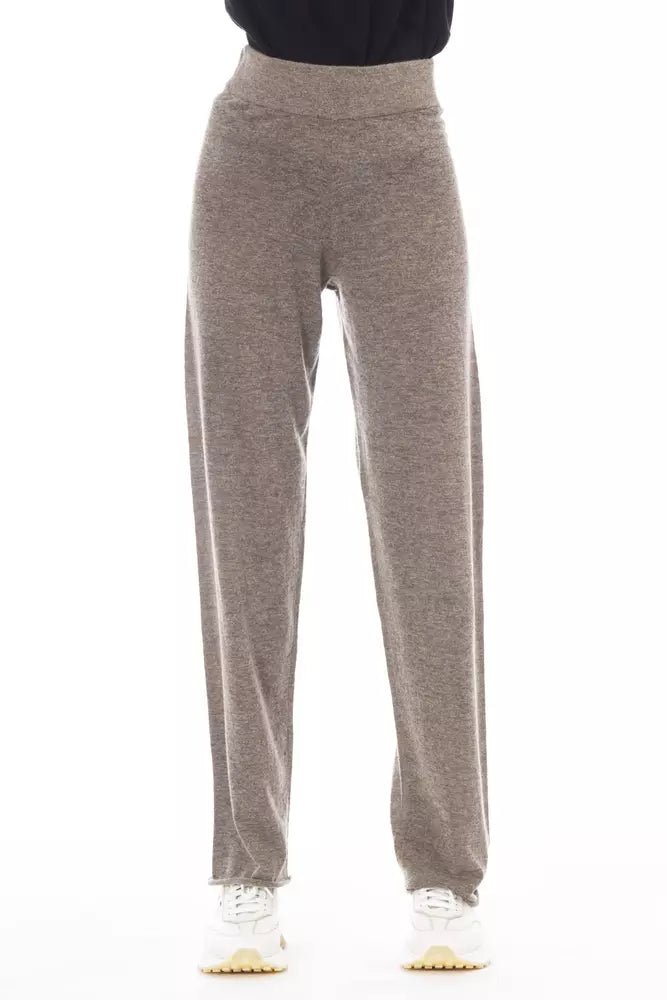 Alpha Studio Brown Wool Women Pant by Alpha Studio