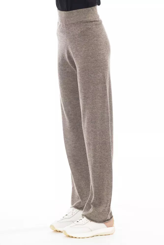 Alpha Studio Brown Wool Women Pant by Alpha Studio