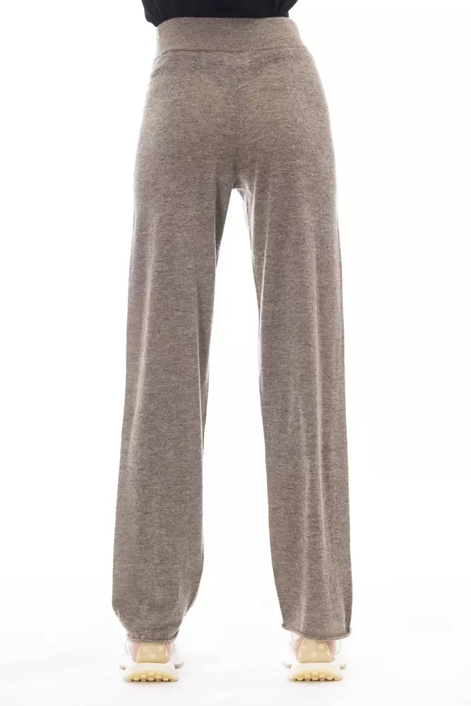 Alpha Studio Brown Wool Women Pant by Alpha Studio