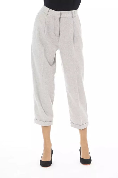 Alpha Studio Gray Wool Women Trouser by Alpha Studio
