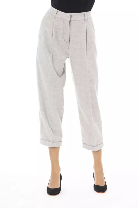 Alpha Studio Gray Wool Women Trouser by Alpha Studio