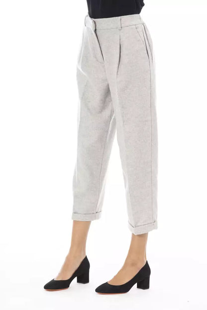 Alpha Studio Gray Wool Women Trouser by Alpha Studio