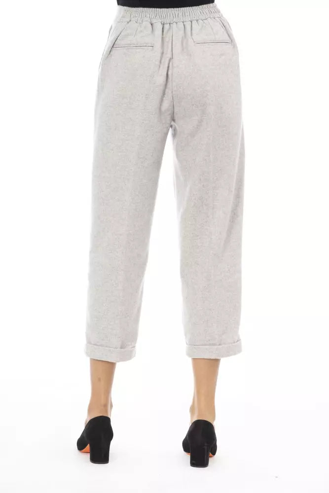 Alpha Studio Gray Wool Women Trouser by Alpha Studio