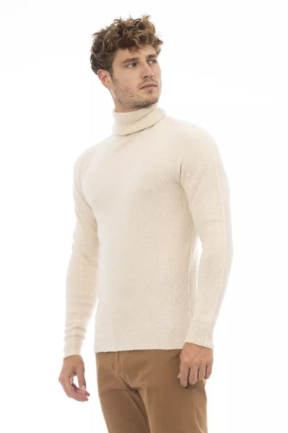 Alpha Studio Beige Alpaca Men Sweater by Alpha Studio