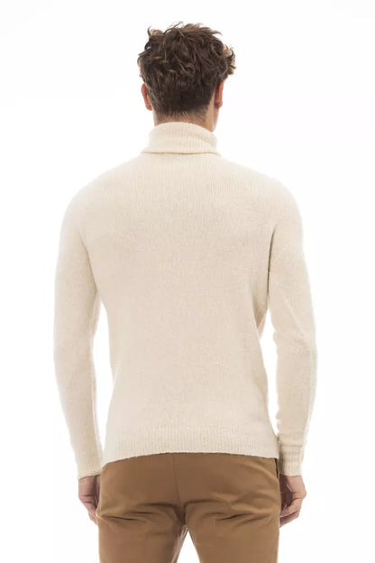 Alpha Studio Beige Alpaca Men Sweater by Alpha Studio