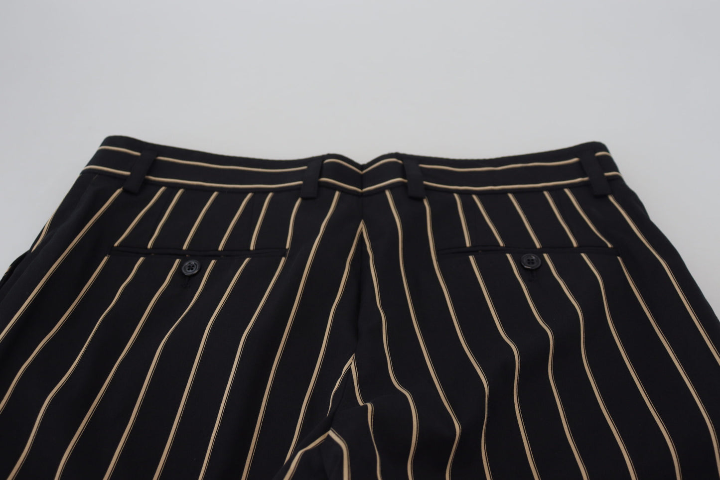 Dolce & Gabbana Black Beige Striped Cotton Stretch Pants by Dolce & Gabbana