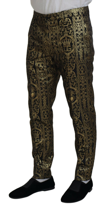 Dolce & Gabbana Black Gold Jacquard Dress Trouser Pants by Dolce & Gabbana