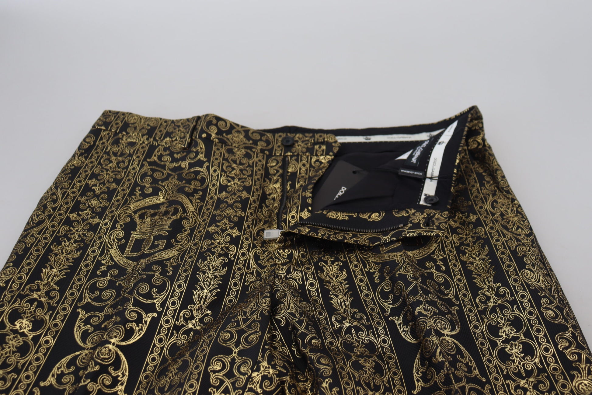 Dolce & Gabbana Black Gold Jacquard Dress Trouser Pants by Dolce & Gabbana