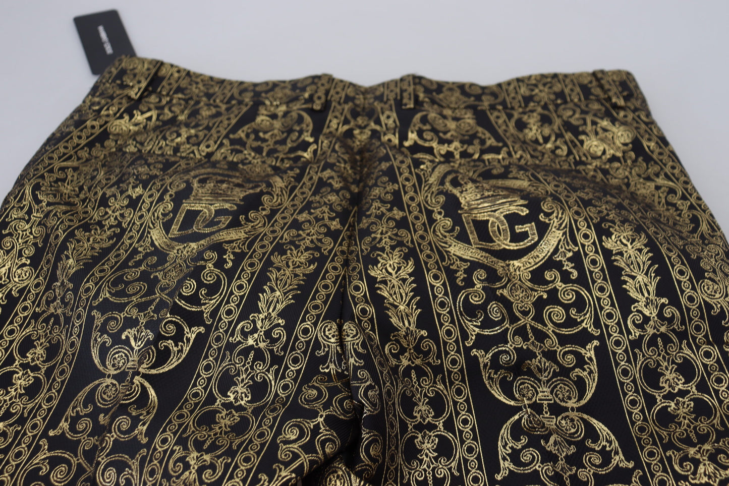 Dolce & Gabbana Black Gold Jacquard Dress Trouser Pants by Dolce & Gabbana