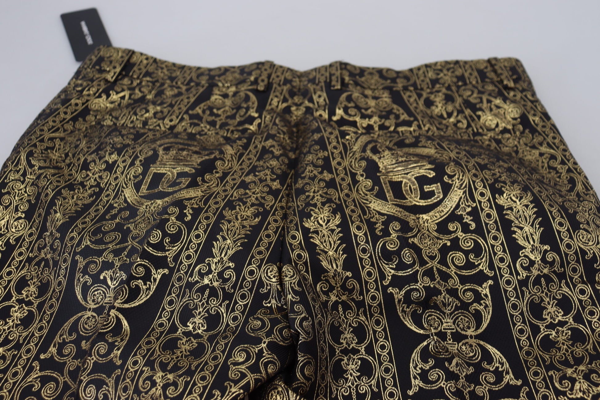 Dolce & Gabbana Black Gold Jacquard Dress Trouser Pants by Dolce & Gabbana