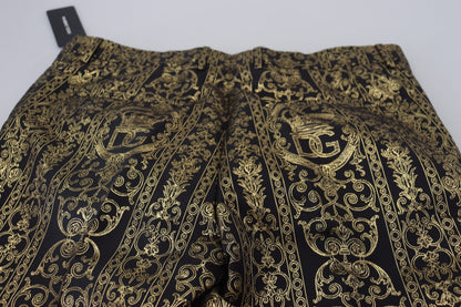 Dolce & Gabbana Black Gold Jacquard Dress Trouser Pants by Dolce & Gabbana