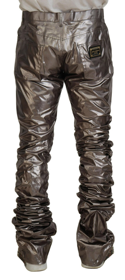 Dolce & Gabbana Silver Metallic Nylon Stretch Pants by Dolce & Gabbana