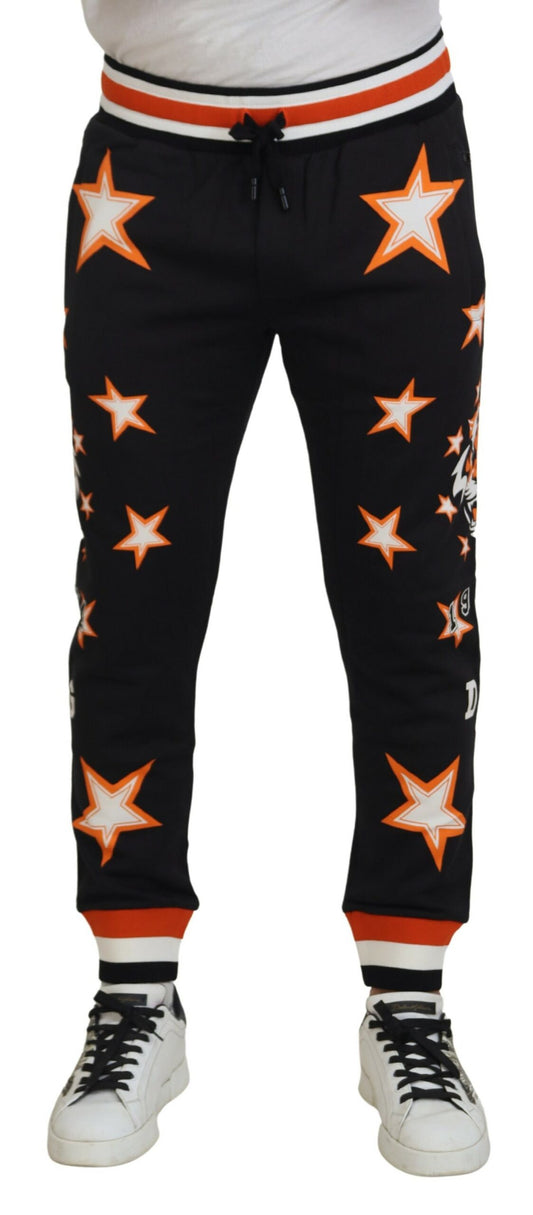 Dolce & Gabbana Black Orange Star Trousers Sport Pants by Dolce & Gabbana