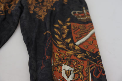 Dolce & Gabbana Gray Silk Baroque Crown Trousers Sport Pants by Dolce & Gabbana