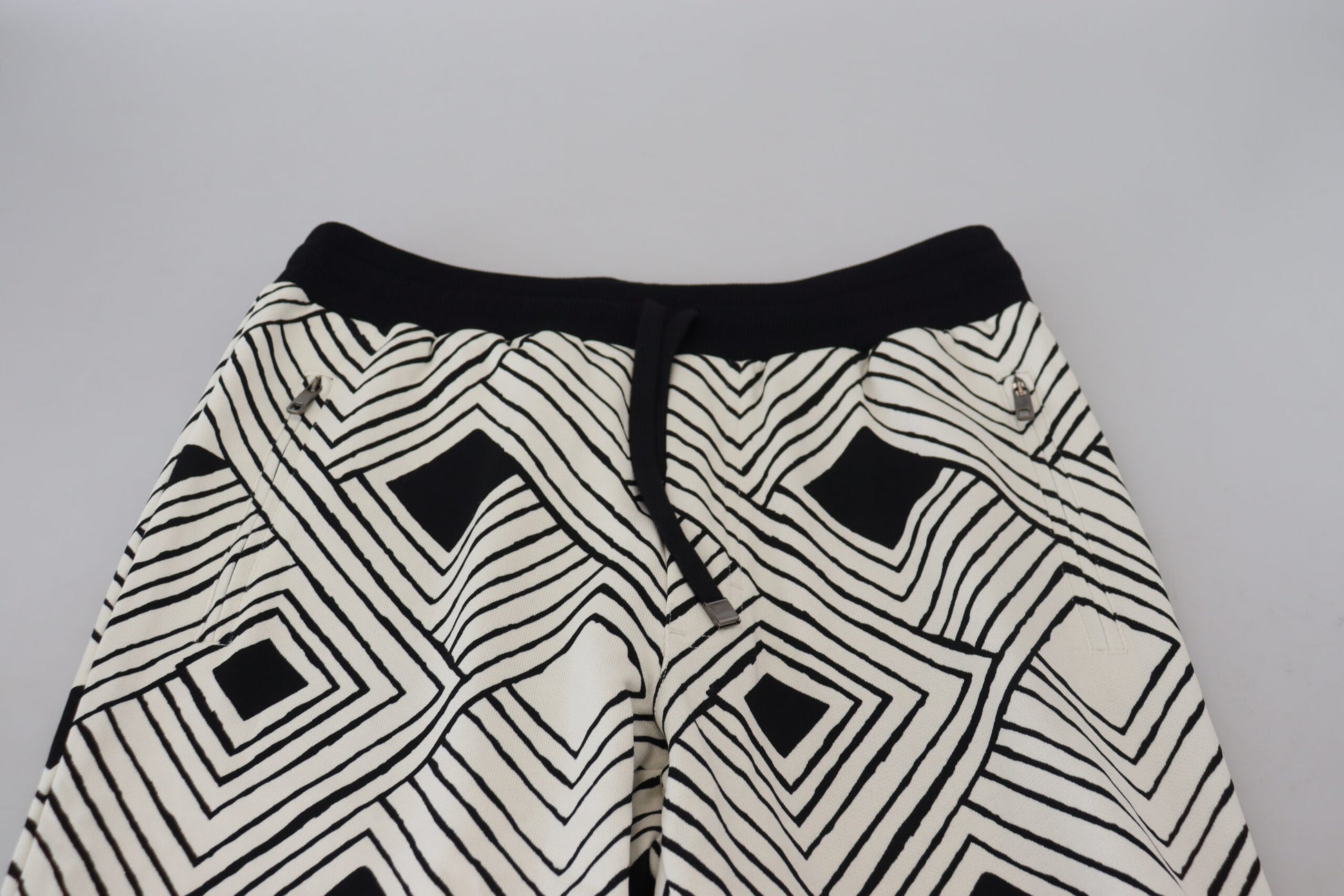 Dolce & Gabbana Black White Cotton Trousers Sport Pants by Dolce & Gabbana