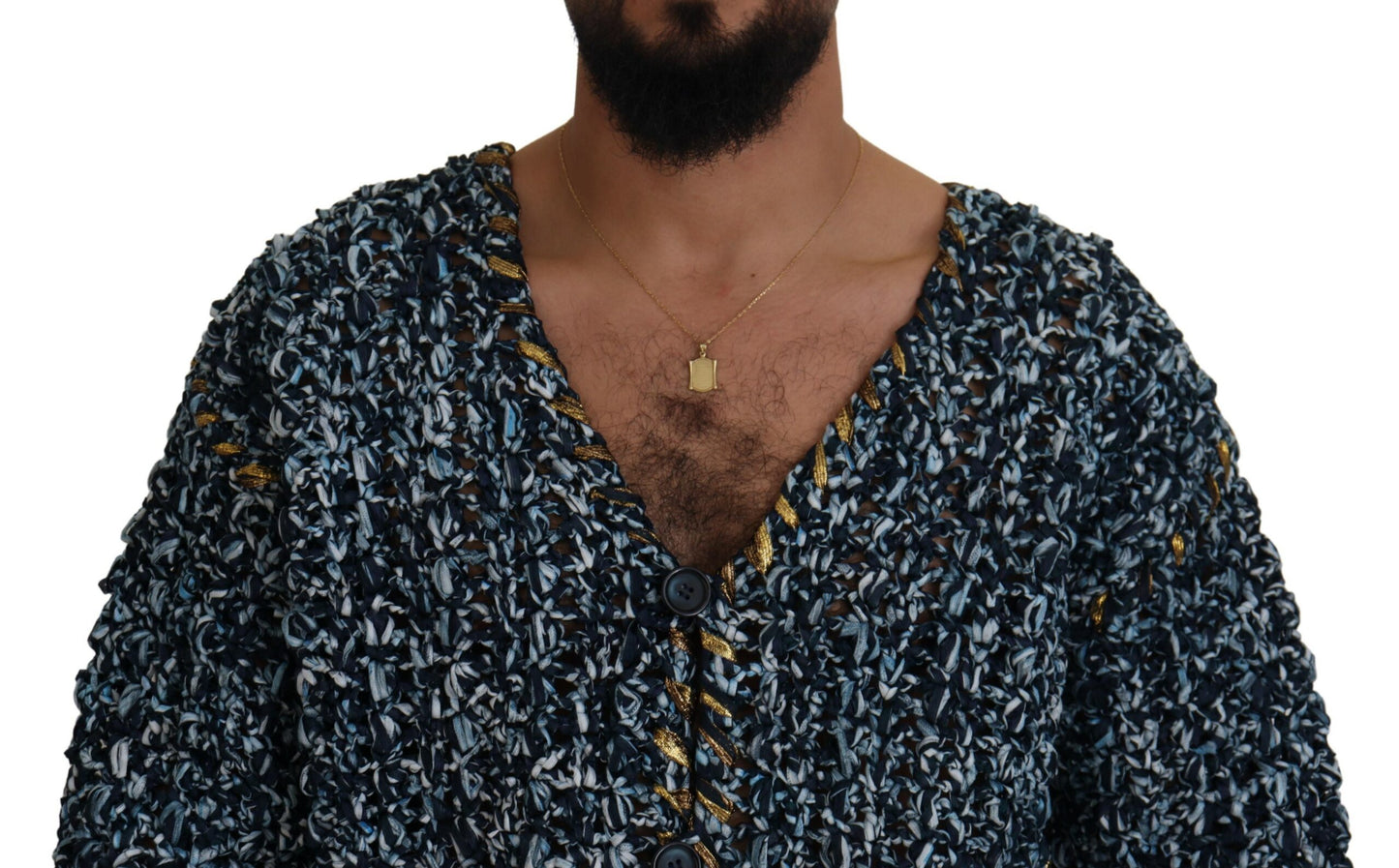 Dolce & Gabbana Blue Button Cardigan Fatto A Mano Sweater by Dolce & Gabbana