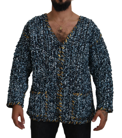 Dolce & Gabbana Blue Button Cardigan Fatto A Mano Sweater by Dolce & Gabbana