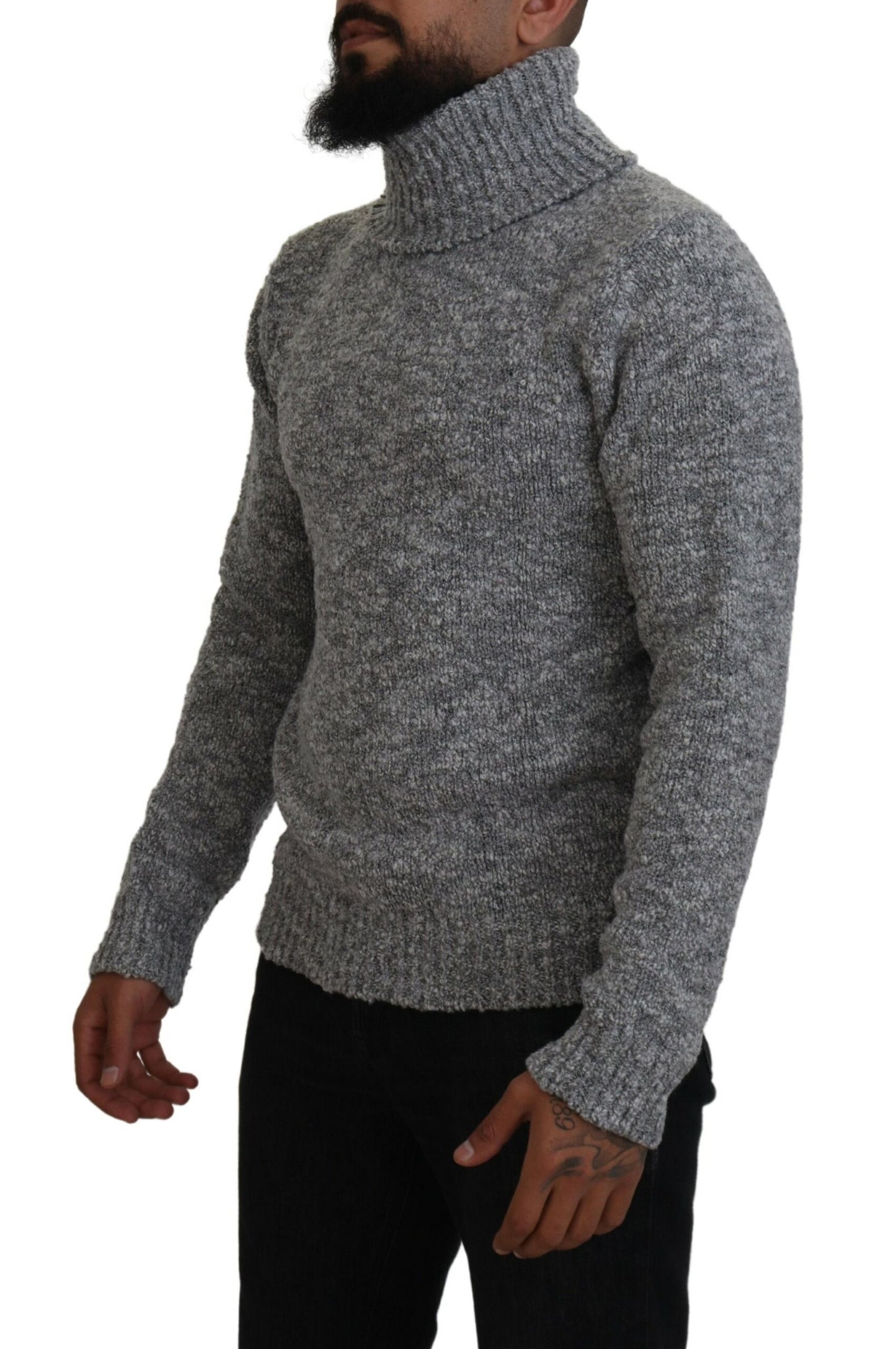 Dolce & Gabbana Gray Wool Knit Turtleneck Pullover Sweater by Dolce & Gabbana