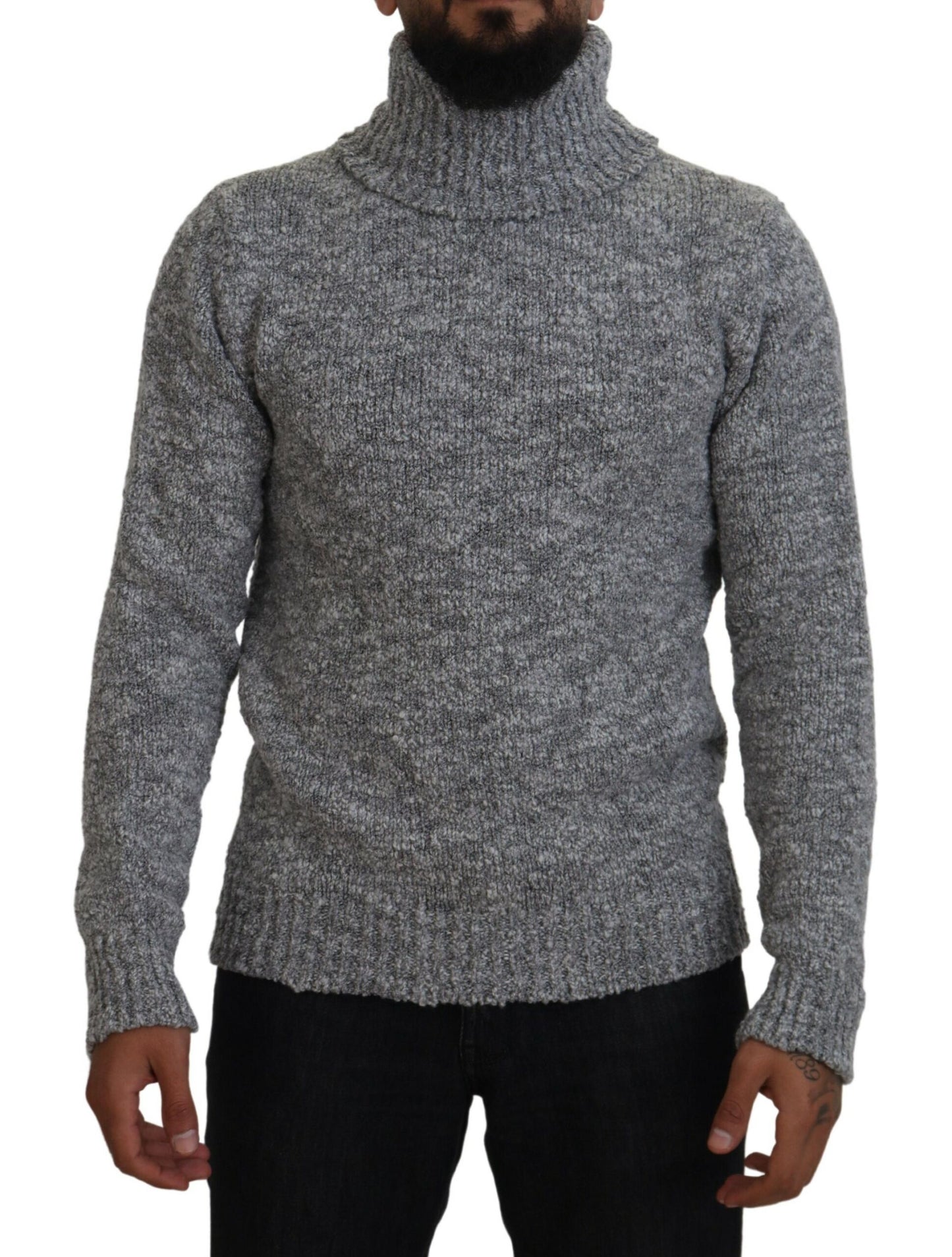 Dolce & Gabbana Gray Wool Knit Turtleneck Pullover Sweater by Dolce & Gabbana