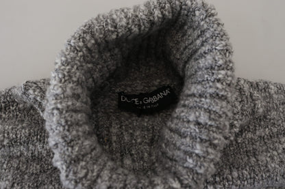 Dolce & Gabbana Gray Wool Knit Turtleneck Pullover Sweater by Dolce & Gabbana