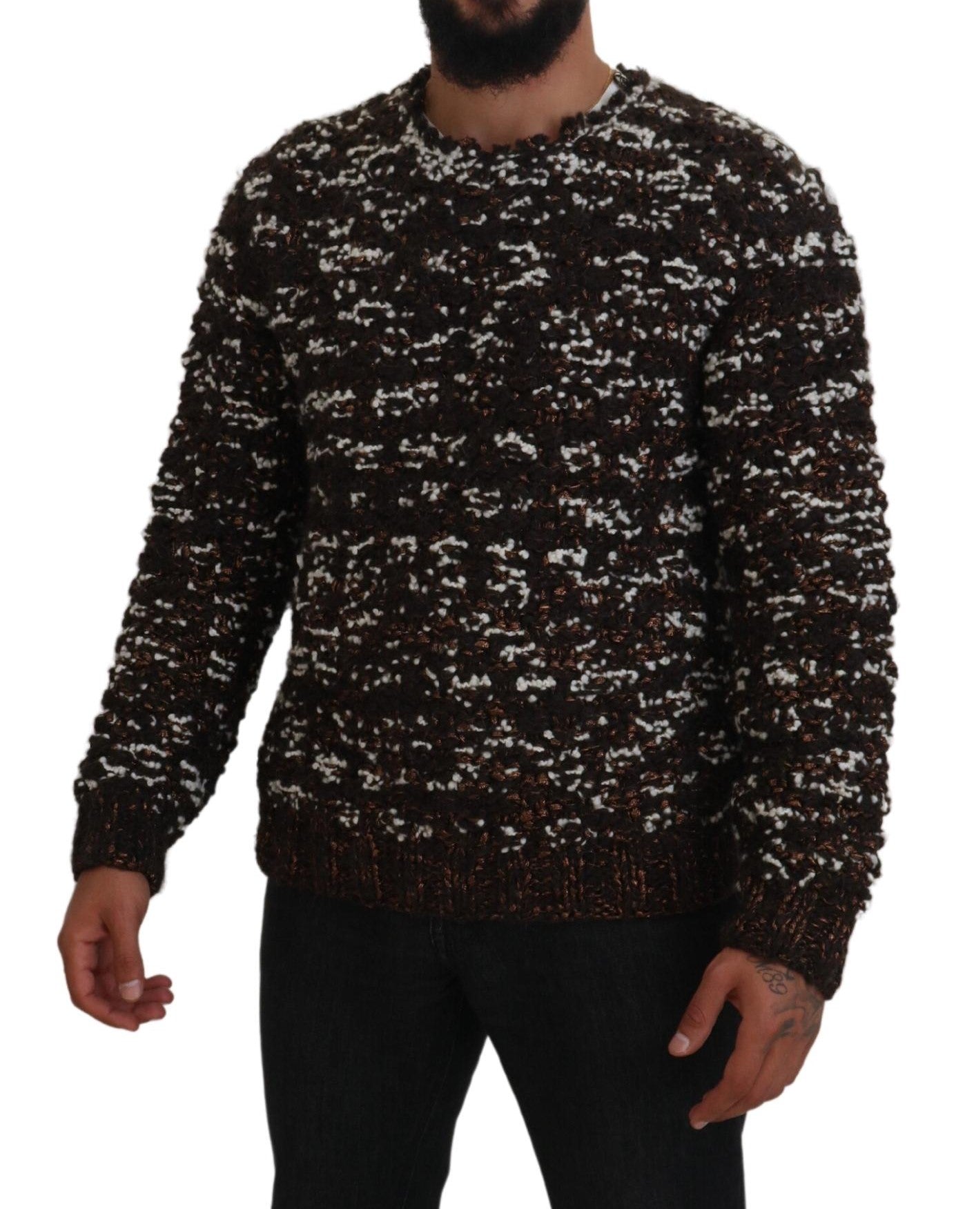 Dolce & Gabbana Brown Knitted Wool Fatto A Mano Sweater by Dolce & Gabbana