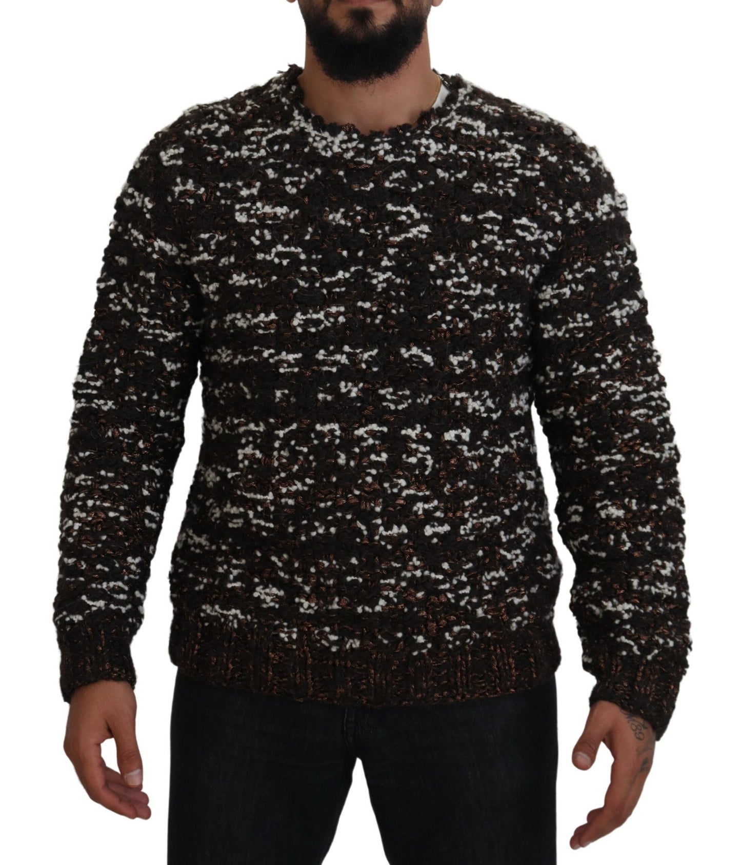 Dolce & Gabbana Brown Knitted Wool Fatto A Mano Sweater by Dolce & Gabbana