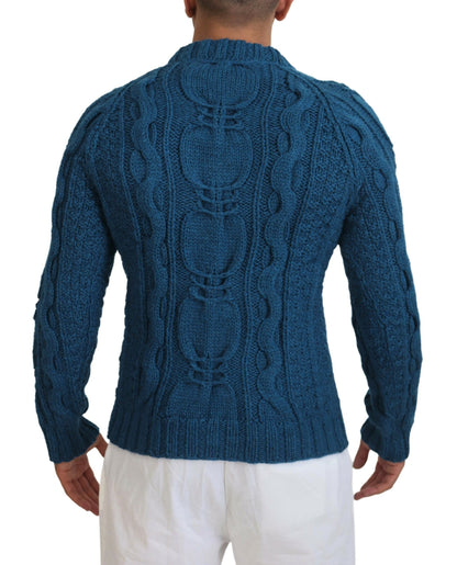 Dolce & Gabbana Blue Knitted Wool Alpaca Pullover Sweater by Dolce & Gabbana