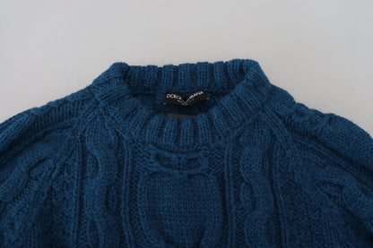 Dolce & Gabbana Blue Knitted Wool Alpaca Pullover Sweater by Dolce & Gabbana