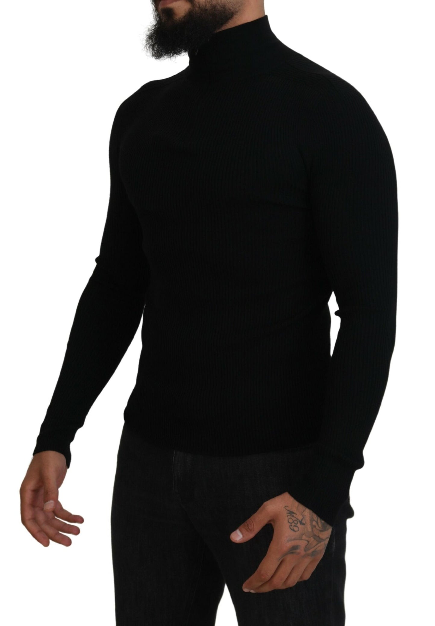 Dolce & Gabbana Black Half Zip Turtleneck Pullover Sweater by Dolce & Gabbana