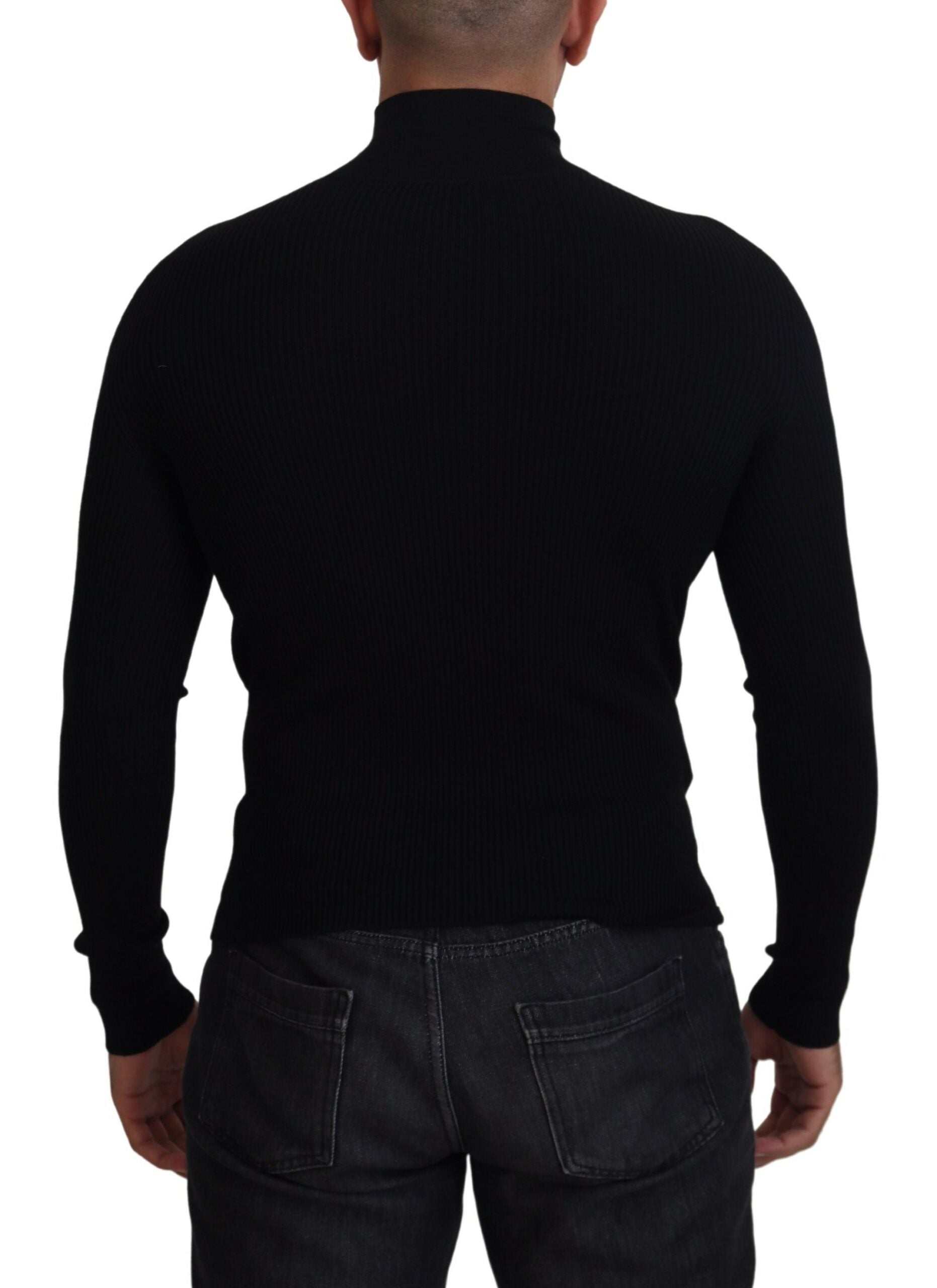 Dolce & Gabbana Black Half Zip Turtleneck Pullover Sweater by Dolce & Gabbana