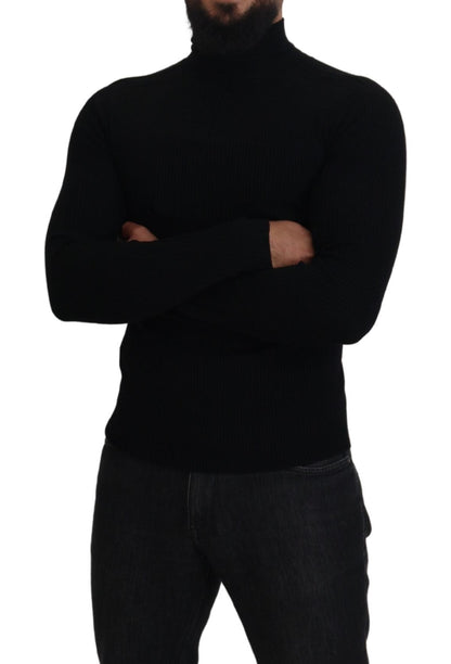 Dolce & Gabbana Black Half Zip Turtleneck Pullover Sweater by Dolce & Gabbana