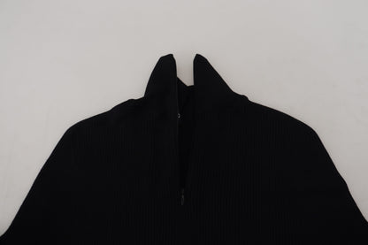 Dolce & Gabbana Black Half Zip Turtleneck Pullover Sweater by Dolce & Gabbana