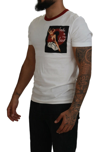T-shirt ras du cou blanc élégant en coton Dolce &amp; Gabbana
