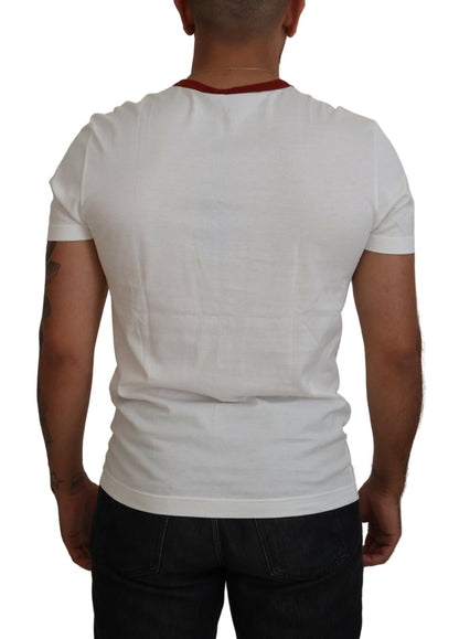 T-shirt ras du cou blanc élégant en coton Dolce &amp; Gabbana