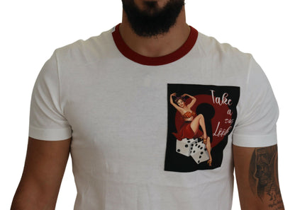 T-shirt ras du cou blanc élégant en coton Dolce &amp; Gabbana