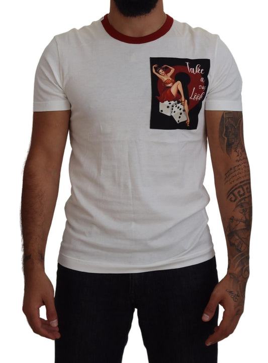 T-shirt ras du cou blanc élégant en coton Dolce &amp; Gabbana
