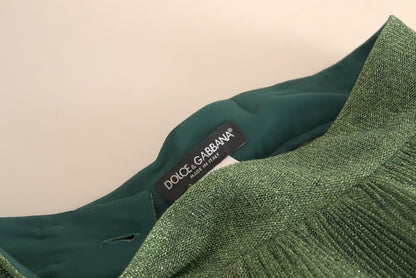 Jupe trapèze plissée vert métallisé Dolce &amp; Gabbana