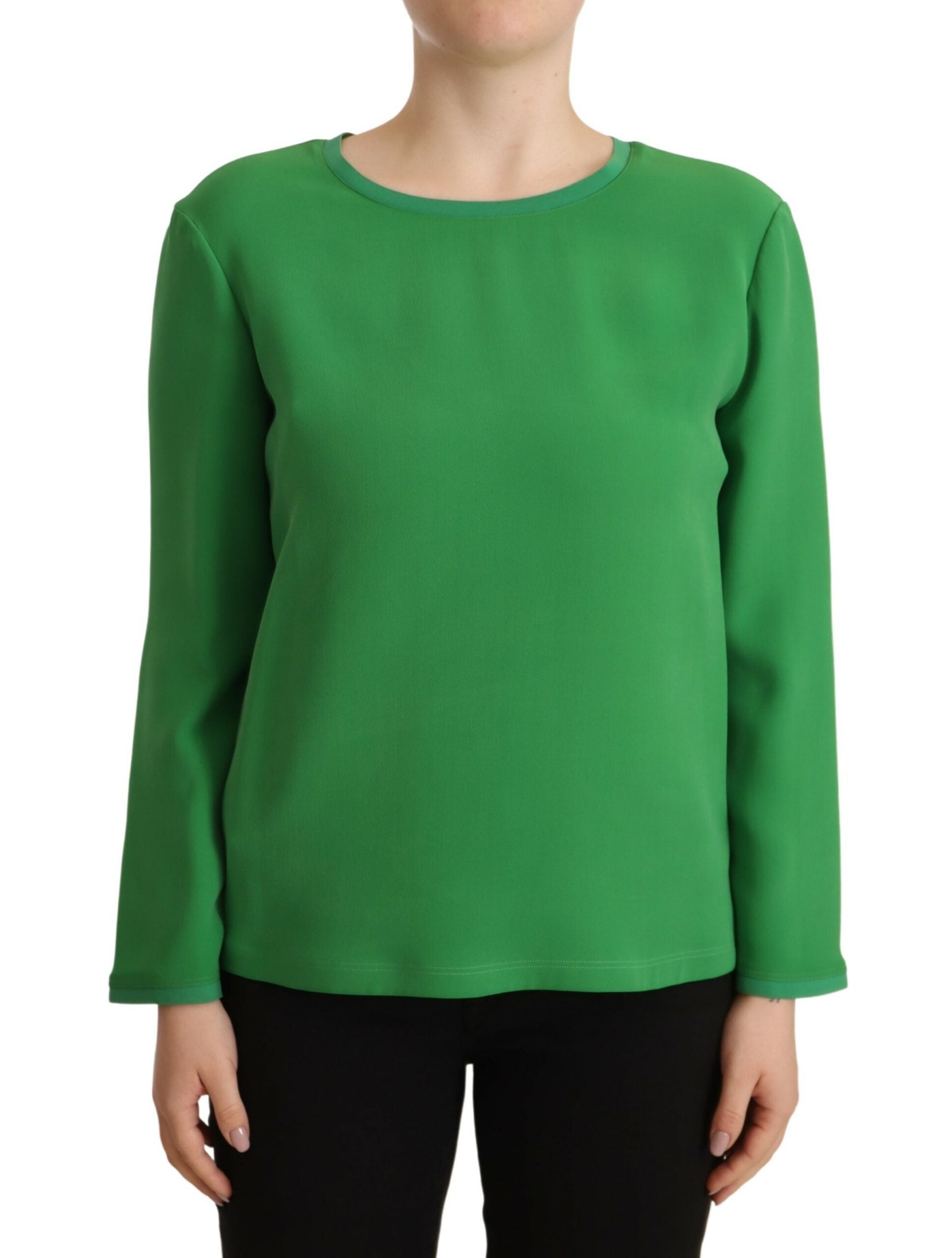 Armani Green Silk Long Sleeves Round Neck Sweater by Armani