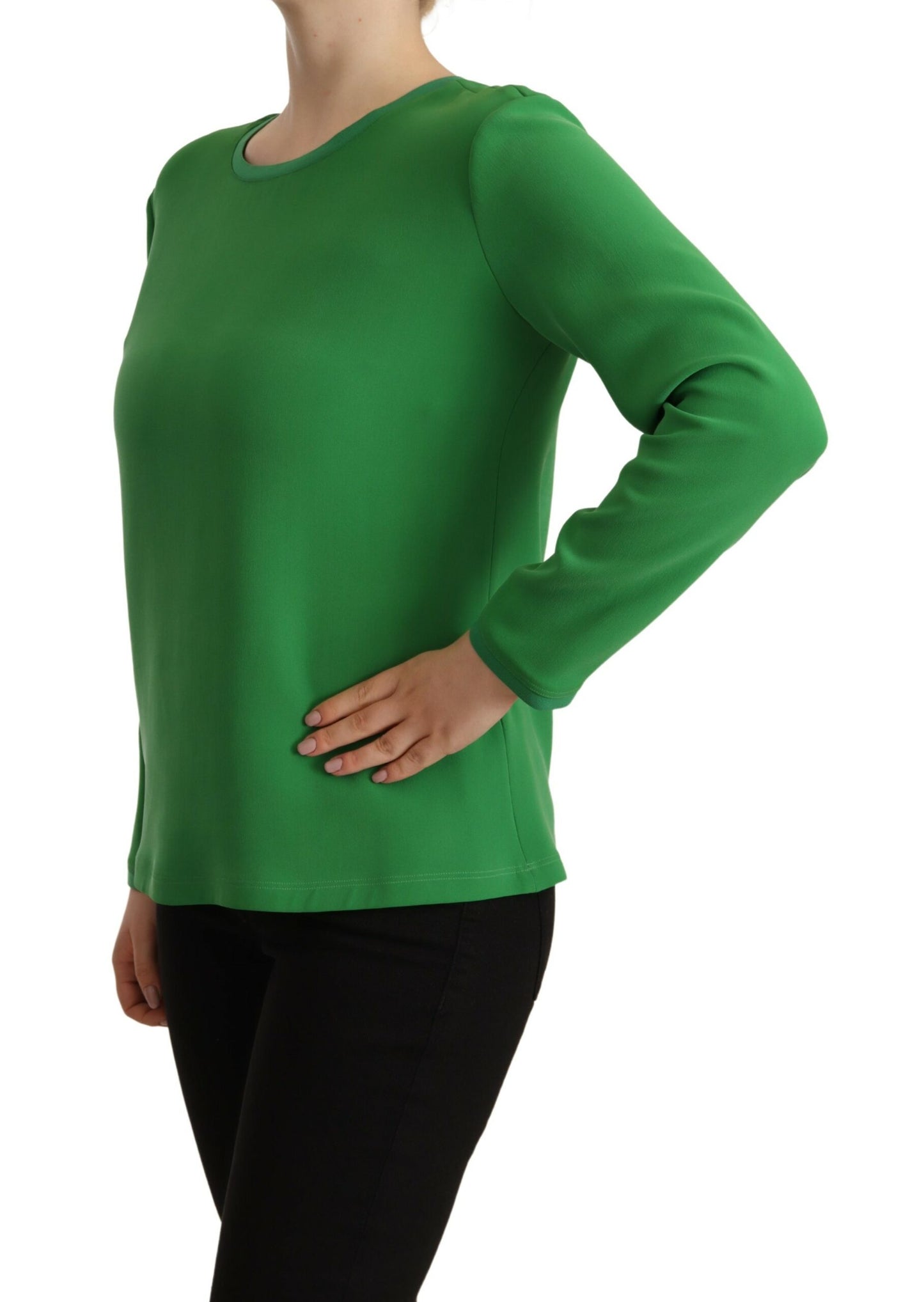 Armani Green Silk Long Sleeves Round Neck Sweater by Armani