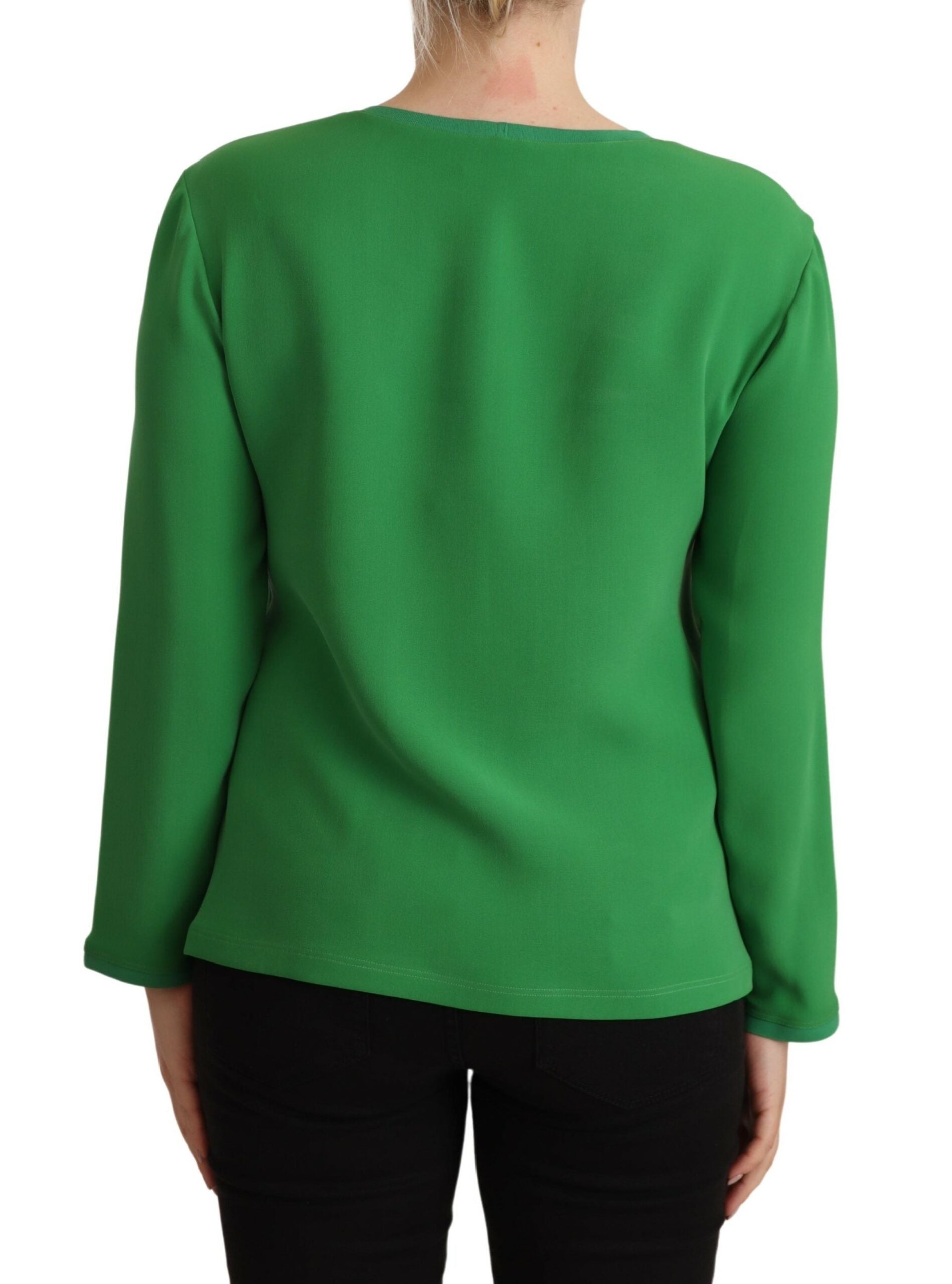 Armani Green Silk Long Sleeves Round Neck Sweater by Armani