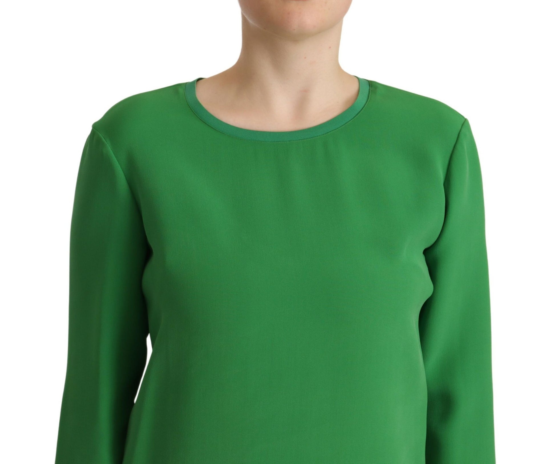 Armani Green Silk Long Sleeves Round Neck Sweater by Armani