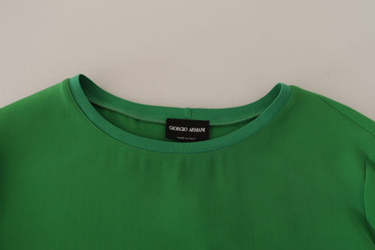 Armani Green Silk Long Sleeves Round Neck Sweater by Armani