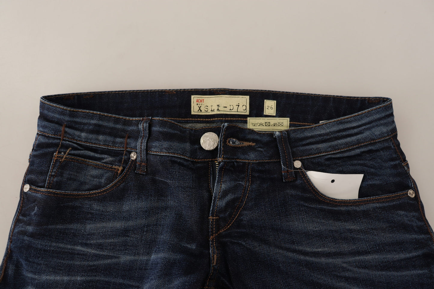 Eight Blue Washed Cotton Low Waist Skinny Denim Jeans