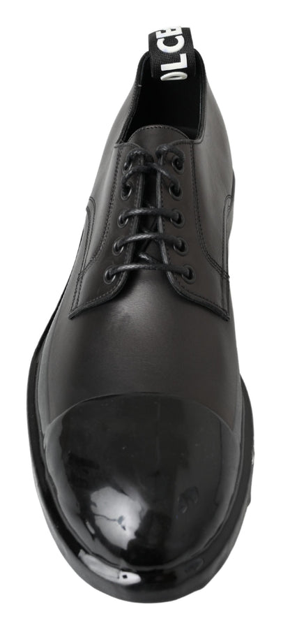 Chaussures Derby élégantes à lacets en cuir Dolce &amp; Gabbana noires