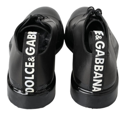 Chaussures Derby élégantes à lacets en cuir Dolce &amp; Gabbana noires