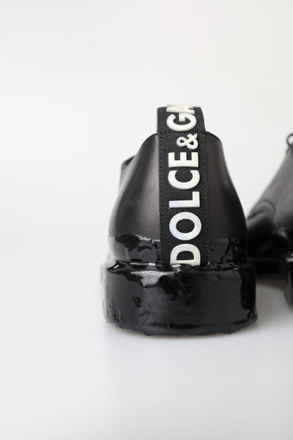 Chaussures Derby élégantes à lacets en cuir Dolce &amp; Gabbana noires