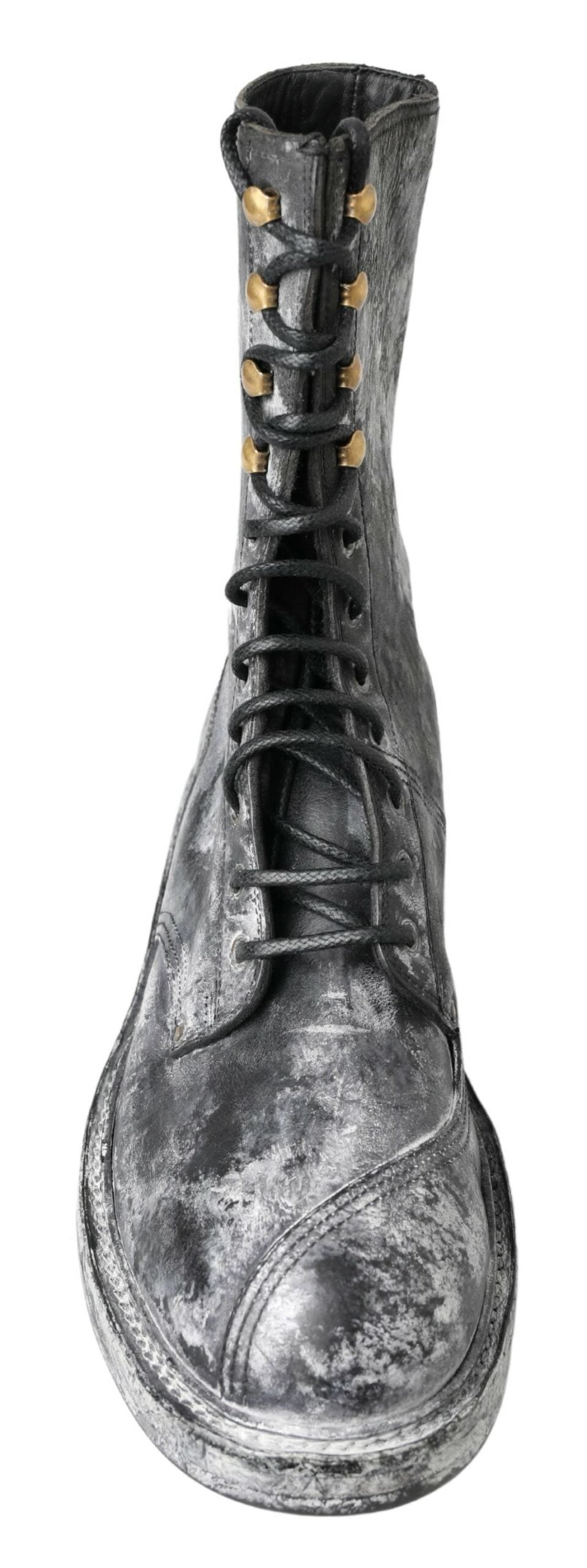 Bottes à lacets noires chics Dolce &amp; Gabbana avec dégradé gris-blanc