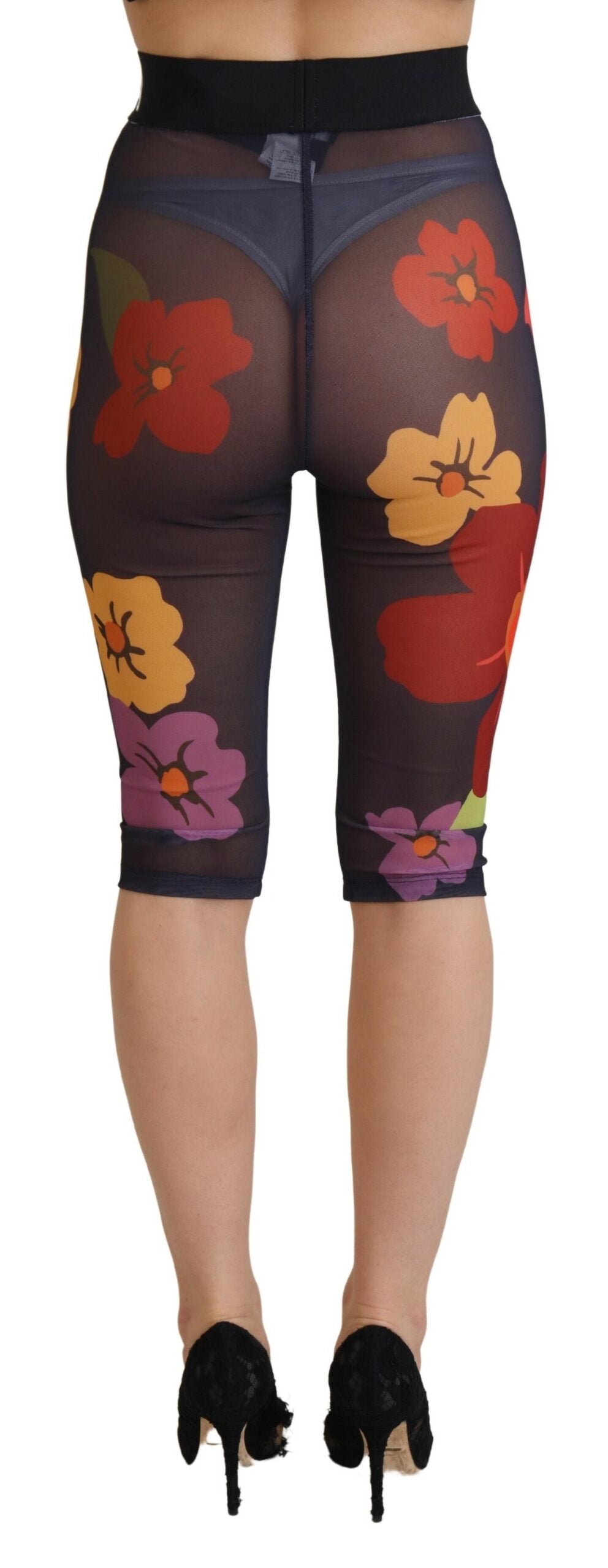 Dolce & Gabbana Black Floral Leggings Stretch Waist Pants by Dolce & Gabbana