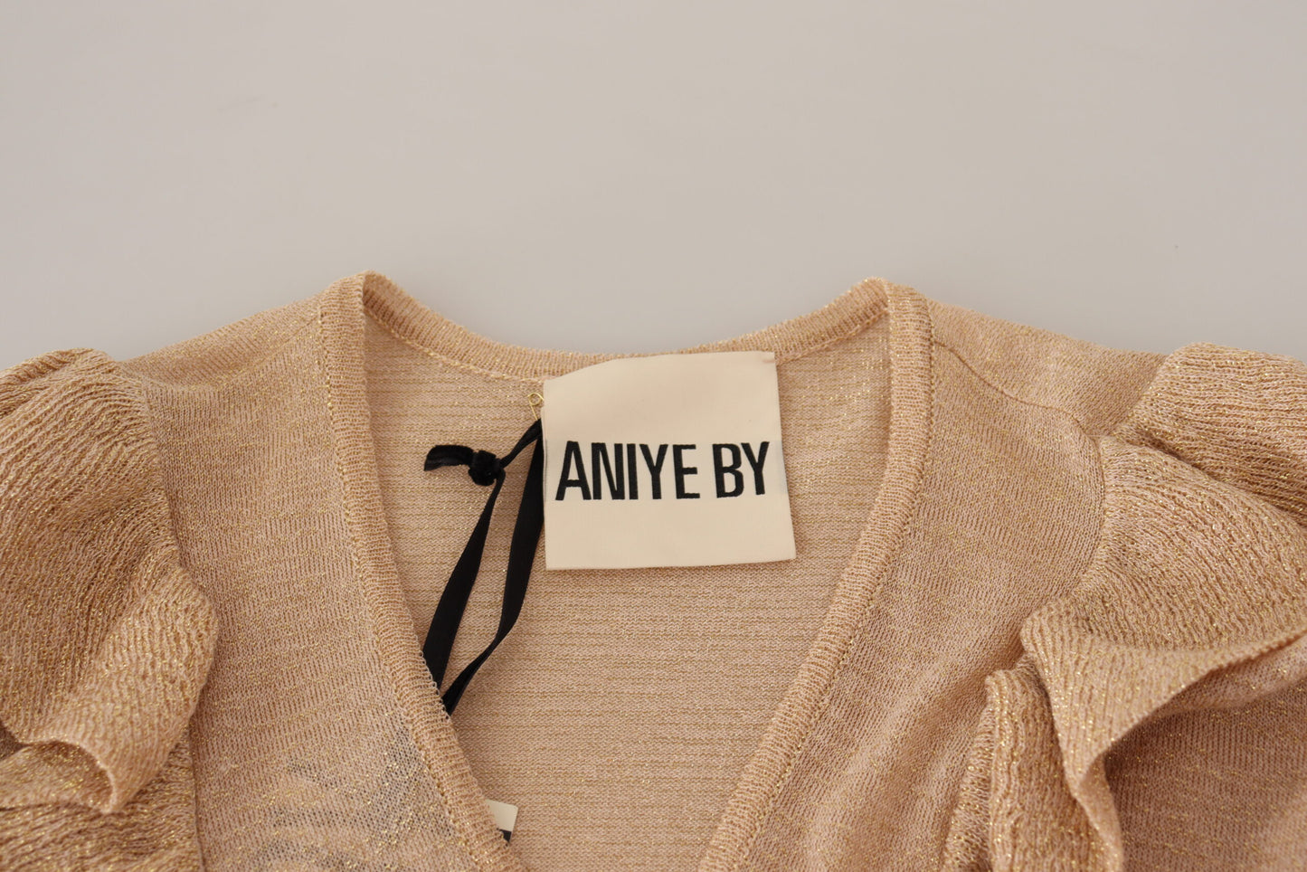 Aniye By Beige Ruffle Long Sleeves Open Front Cardigan Sweater by Aniye By