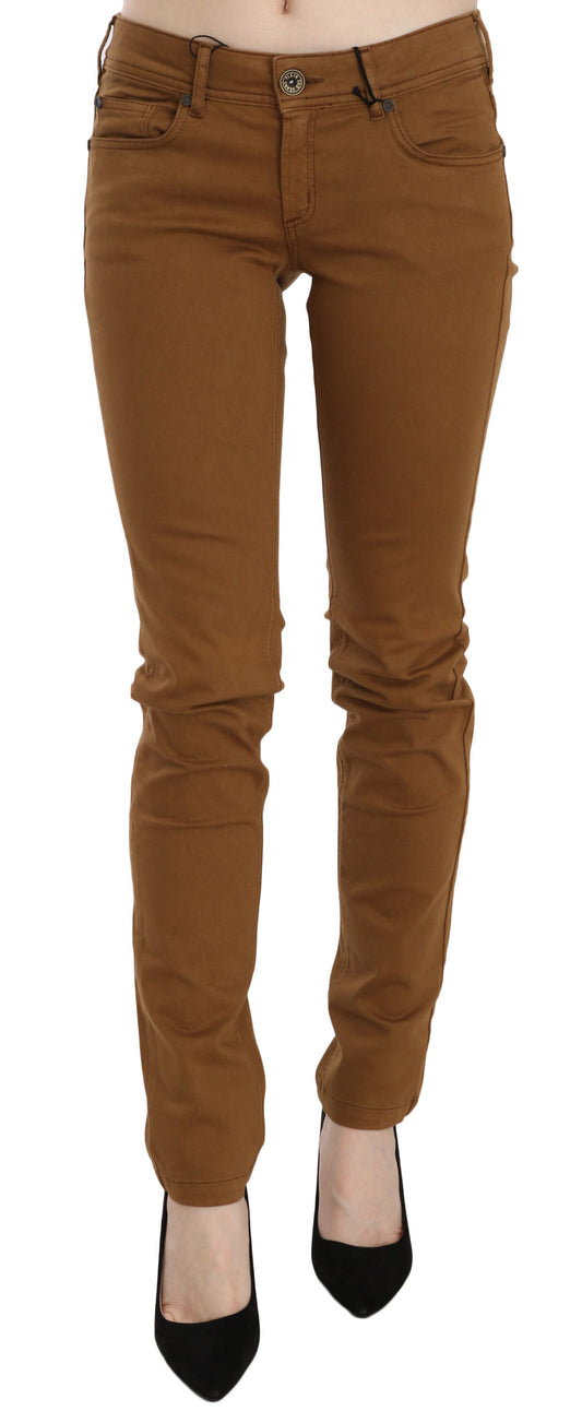 PLEIN SUD Brown Cotton Mid Waist Skinny Slim Fit Denim Jeans by PLEIN SUD